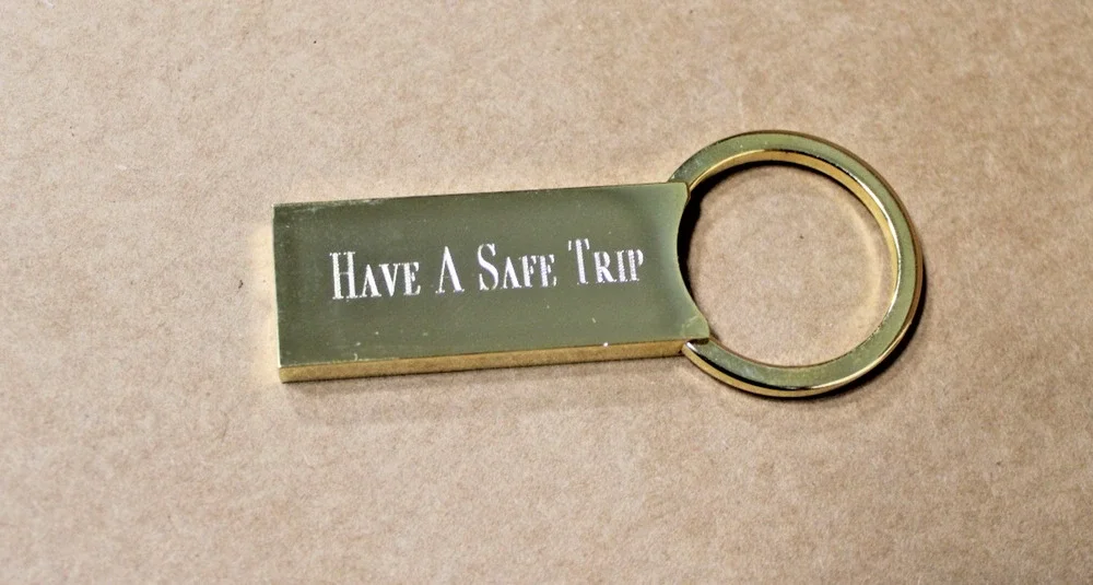 Engravable Gold Metal Keychain, Gift Boxed, 